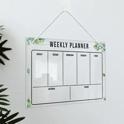 Weekly & Monthly Planner Wall Hanging Display Board, Erasable Multi-function Planner Writing Board Set, Office Stationery & S...