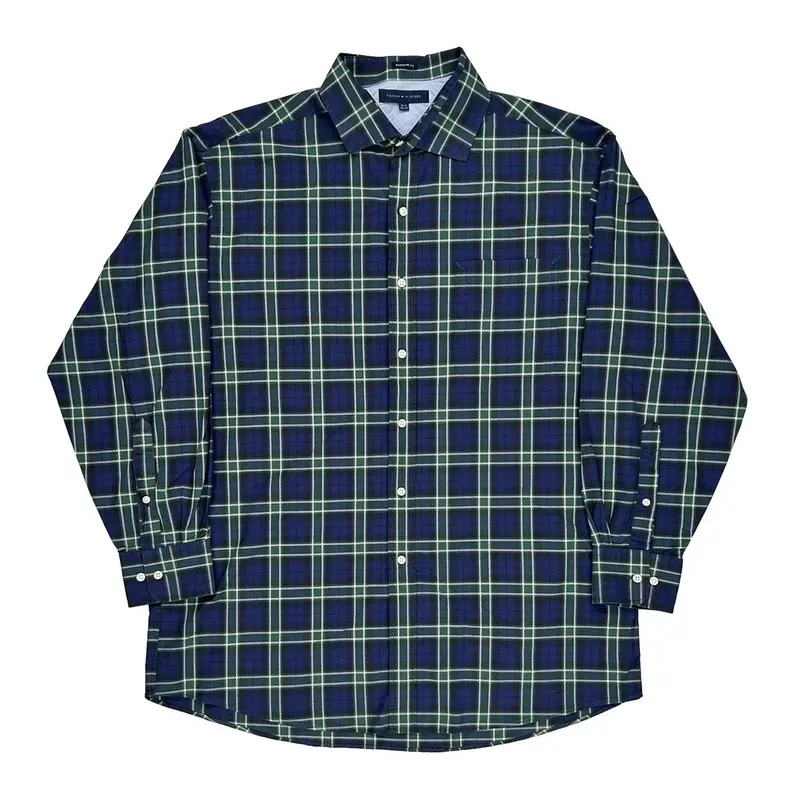 Tommy Hilfiger Checked Shirt - Large Blue Cotton | Size: large