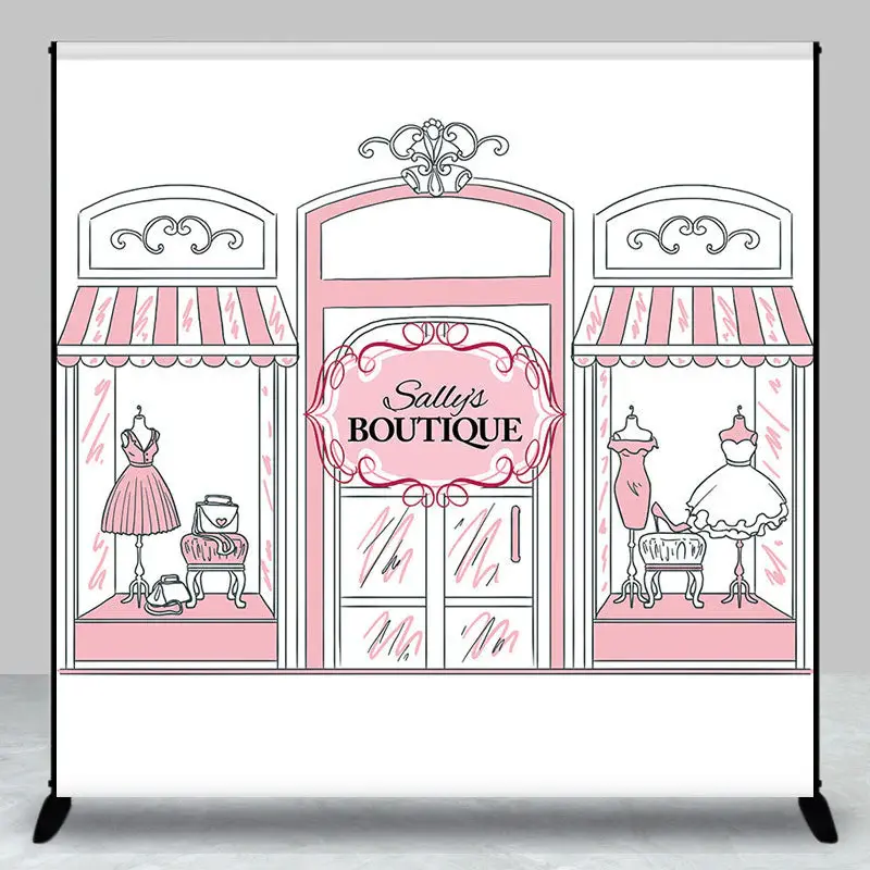 Pink Dress Boutique Personalized Birthday Backdrop - Aperturee
