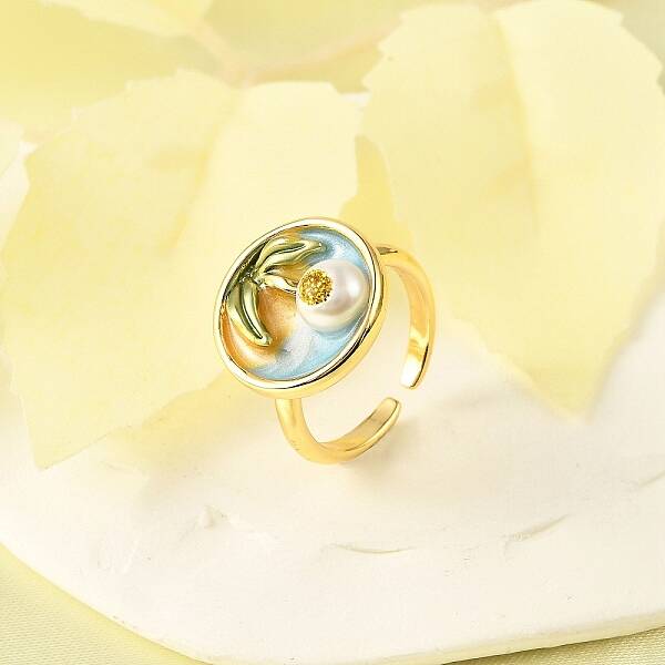 Brass Enamel Cuff Rings