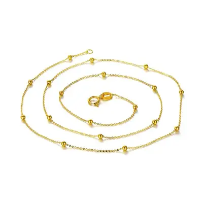 18K Gold Bead Station chain Necklace
