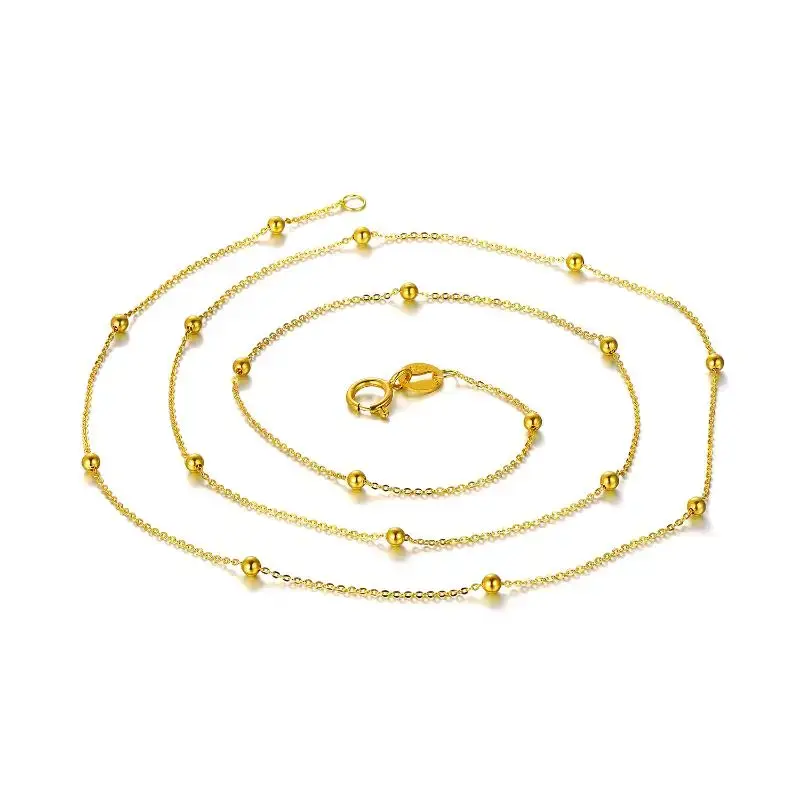 18K Gold Bead Station chain Necklace