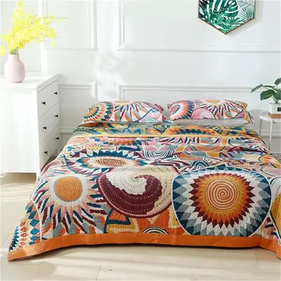 Boho-Style Throw Blanket, 1 Count Colorful Geometric Pattern Soft Warm Napping Blanket, Cool Bedding Blankets for Home Bedroo...