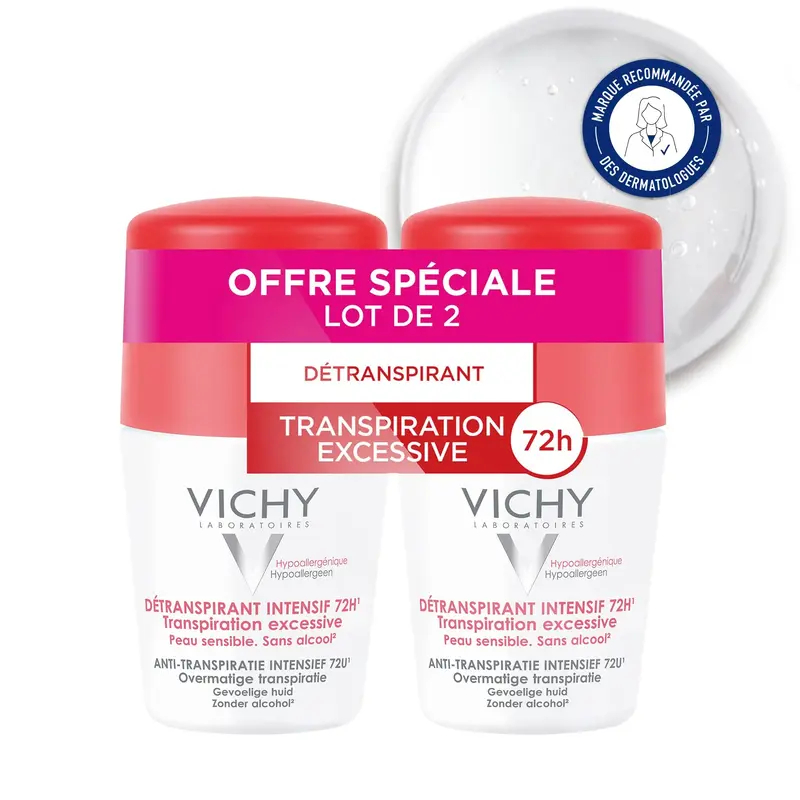 Vichy Cofanetto Di Antitraspiranti A Sfera Contro La Sudorazione Eccessiva (Détranspirant Intensif 72H) 2 X 50 Ml