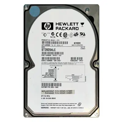 A5505-67003 HP 9.1GB Wide Ultra2 SCSI 10000 3.5-inch Hard Drive