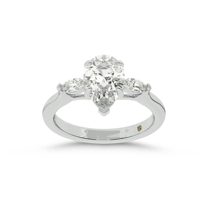 Maui  Three Stone Pear Shape Lab Grown Diamond Engagement Ring | White Gold 1 1/5 - 4 1/2 CT. TW.