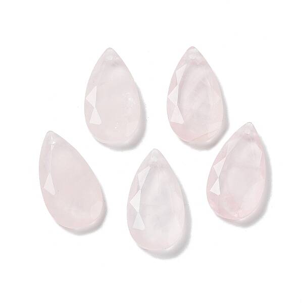 Natural Rose Quartz Faceted Pendants
