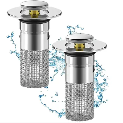 Stainless Steel Sink Drain Filter, 1 Count/2 Counts Anti-clogging Basket Strainer, Portable Shower Drain Hair Stopper, Univer...