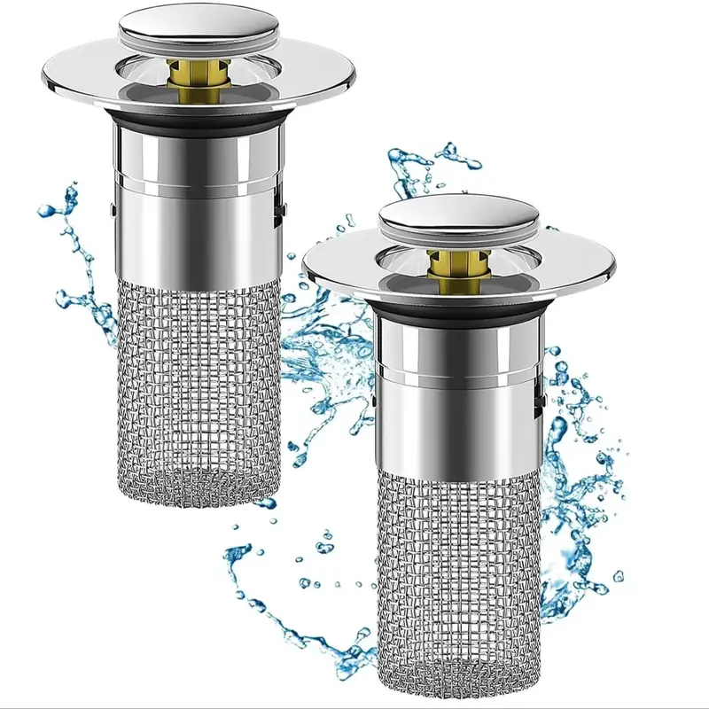 Stainless Steel Sink Drain Filter, 1 Count/2 Counts Anti-clogging Basket Strainer, Portable Shower Drain Hair Stopper, Univer...