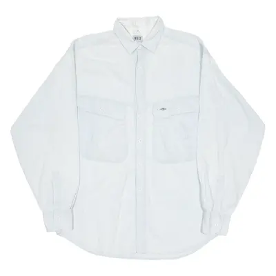 WALT Mens Plain Shirt Blue Long Sleeve M