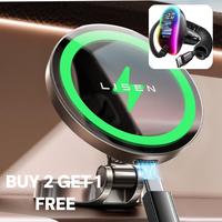LISEN MagSafe Car Mount Charger, Wireless Magnetic Holder for iPhone 15/14/13/12, Works with or without MagSafe Case, USB-C P...
