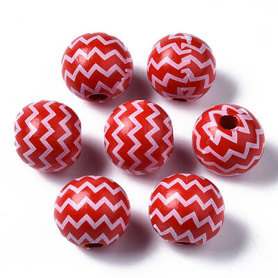 Painted Natural Wood European Beads