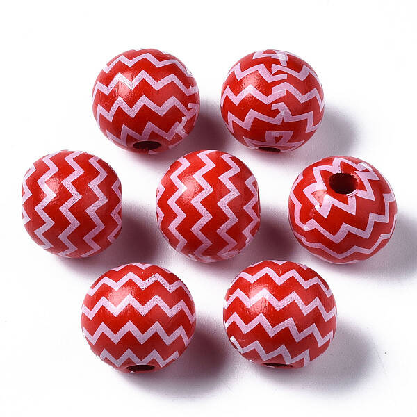 Painted Natural Wood European Beads