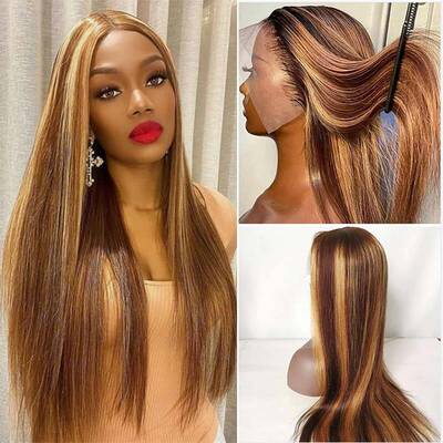Ashimary Highlight Honey Blonde Straight Hair Lace Wigs 4x4/13x4/13x6 Pre-Plucked Lace Front Human Hair Wigs