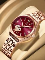 Women's Elegant Rhinestone Decorated Heart Design Quartz Watch, Fashionable Waterproof Luminous Analog Watch for Women & Girl...