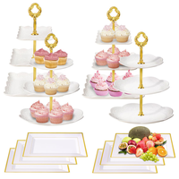Black Friday 10Pcs Plastic Dessert Table Stand Set 4Pcs 3-Tier Cupcake Stand Cookie Rack Serving Tray Cake Display Tower 6Pcs...