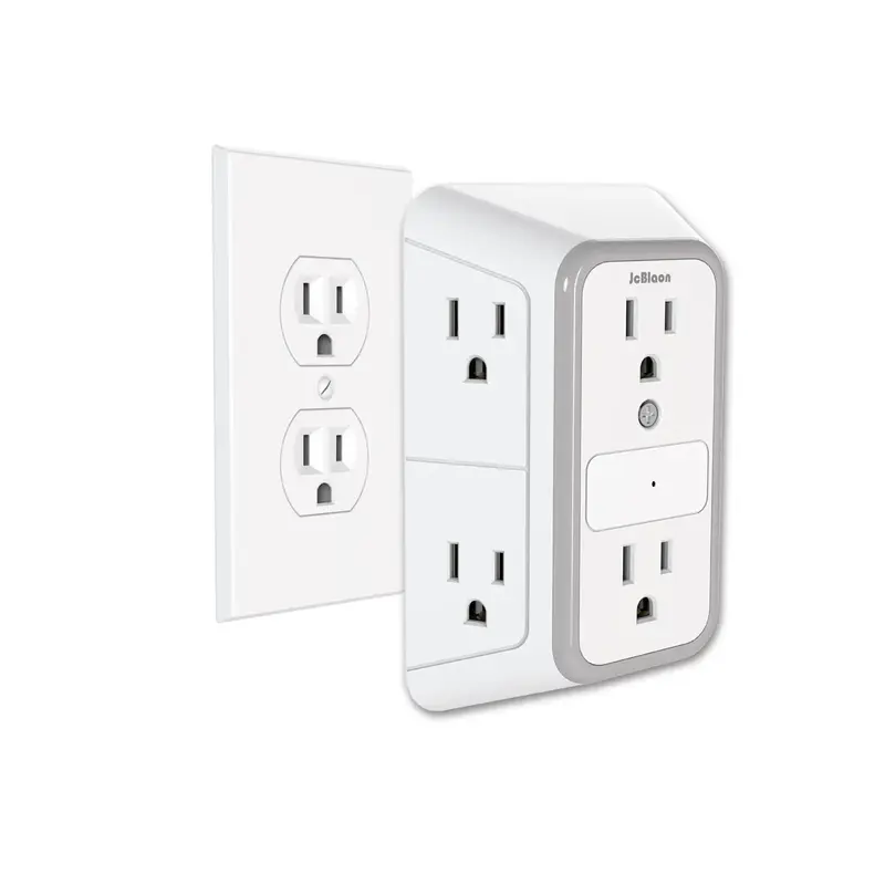 Surge Protector Power Strip, 6 Outlets Multi Plug Outlet Extender with 5ft Braided Extension Cord, Flat Plug Wall Mount for H...