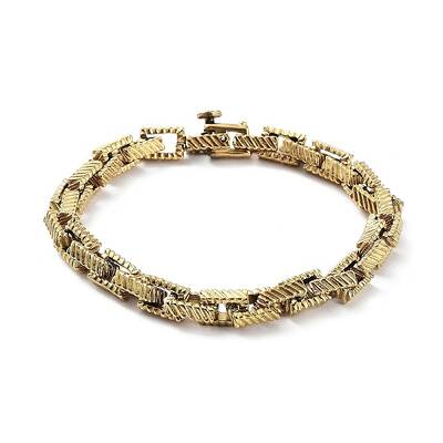 Ion Plating(IP) 304 Stainless Steel Striped Rectangle Link Chains Bracelets for Men & Women