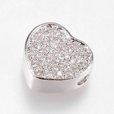 Brass Micro Pave Cubic Zirconia Beads