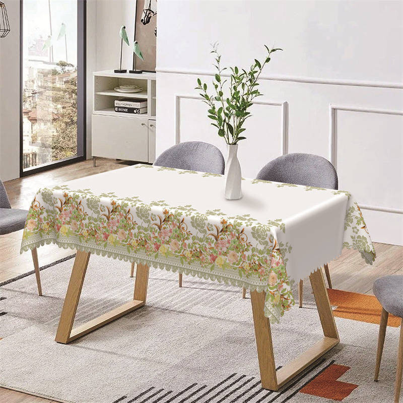 Flowers Pattern White Dining Rectangle Tablecloth - Aperturee