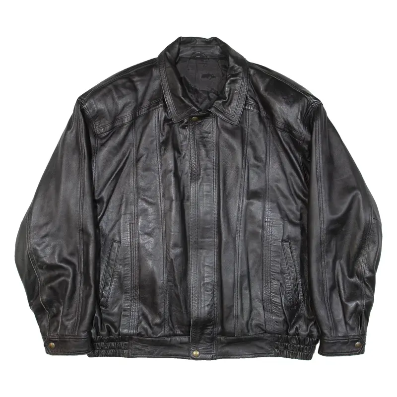Mens Lined Jacket Black Leather 2XL