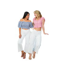 Vervet Out of Office High Rise White Cropped Wide Leg Jeans