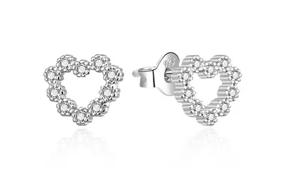 Agato Orecchini A Forma Di Cuore In Argento Scintillante Agt-E206Pw