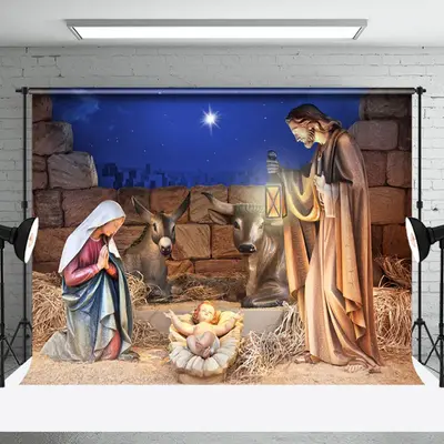 Aperturee Birth Of Jesus Christmas Night Backdrop For Photo