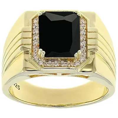 14K Gold 1 to 5 CT Emerald Agate Couple Gemstone Anniversary Rings for Men