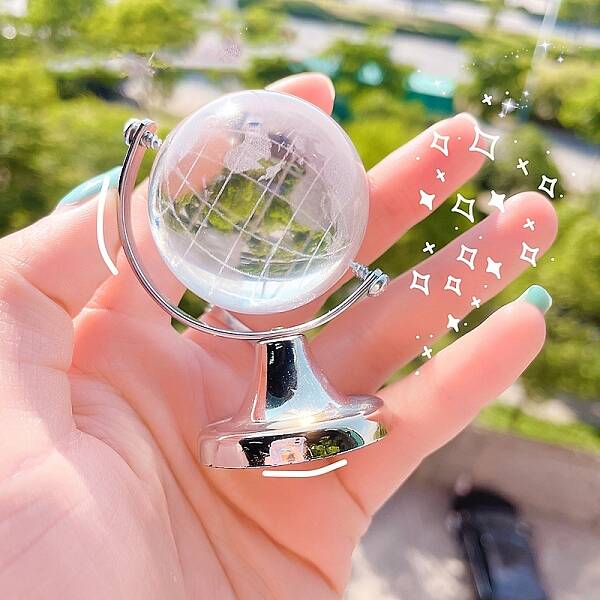 Featuring Brass and Glass Rotating Globe with Acid Etched Map