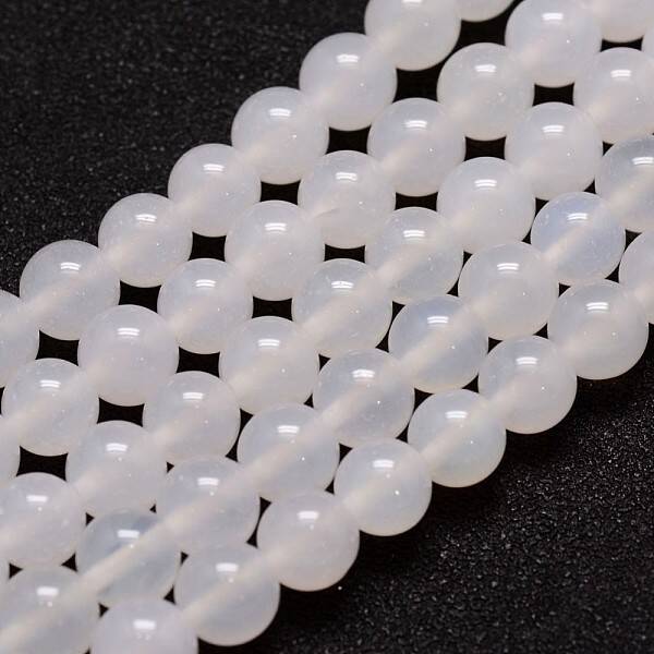 Natural White Agate Bead Strands