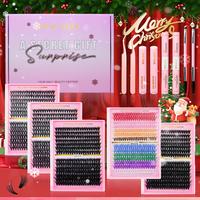 Curl Wispy Individual False Eyelash with Lash & Tweezers & Glue Remover & Brush Kit, 1 Box Multicolor Self Grafting Diy Segme...