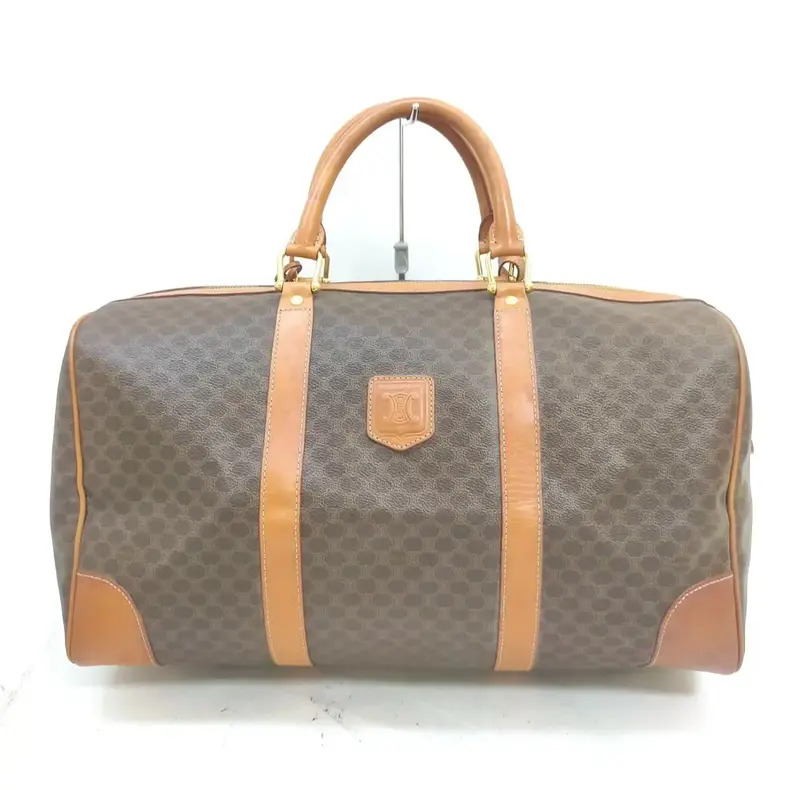 Pre-owned Celine Canvas Travel Bags Travel / Boston Duffel bag Macadam PVC coated Brown