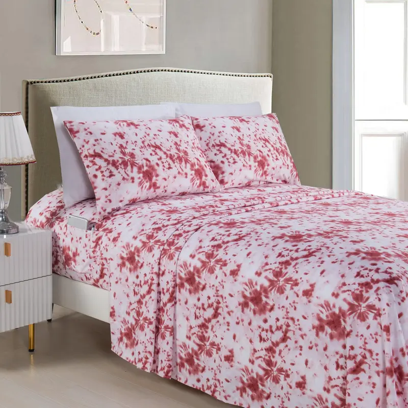 Elegant Comfort 6-Piece Tie Dye Pattern Sheet Set - Vibrant Hotel Quality Bedding with Deep Pocket Fitted Sheet