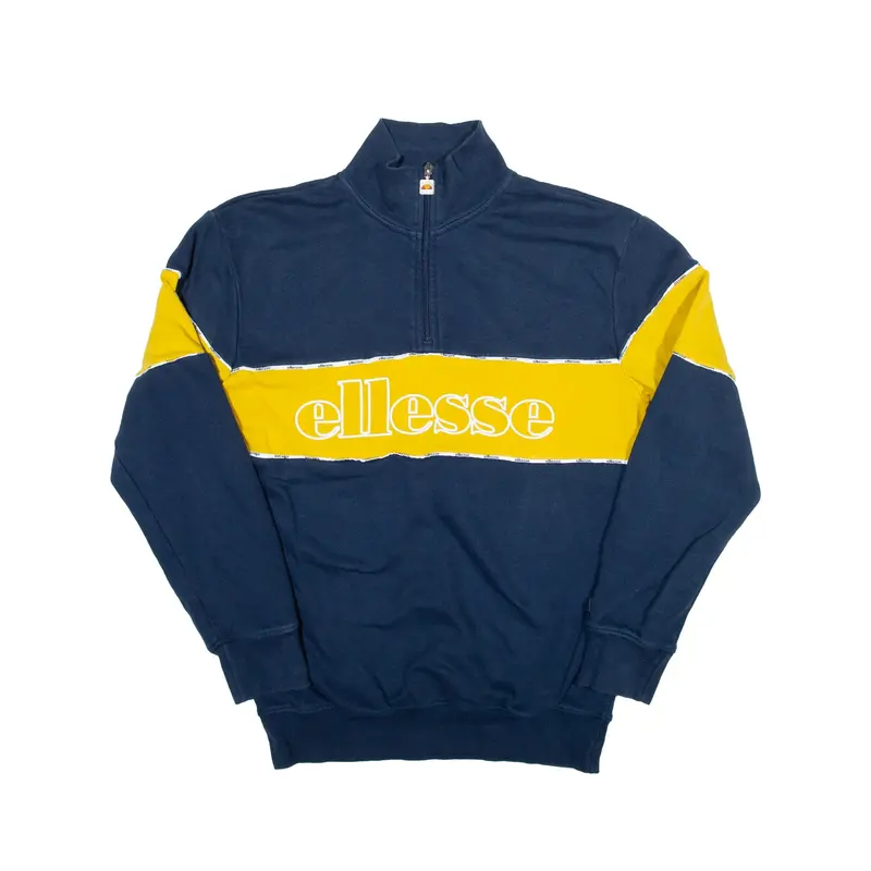 ELLESSE Sweatshirt Blue 1/4 Zip Womens UK 8