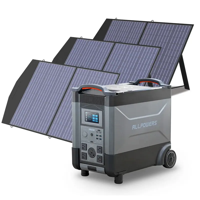 4000W Portable Solar Generator, Portable Power Station and 3PCS 100W Solar Panels SP027