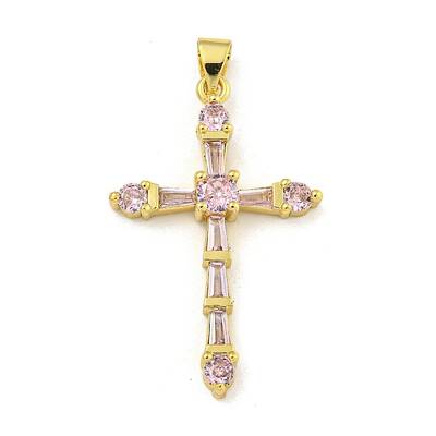 Cross Rack Plating Brass Cubic Zirconia Pendants
