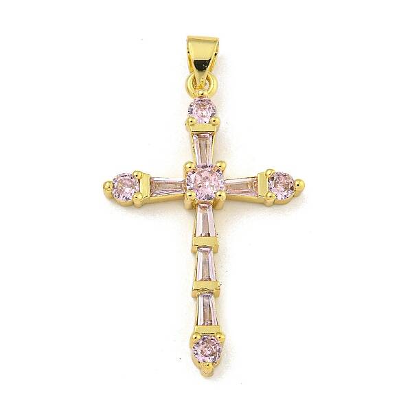 Cross Rack Plating Brass Cubic Zirconia Pendants