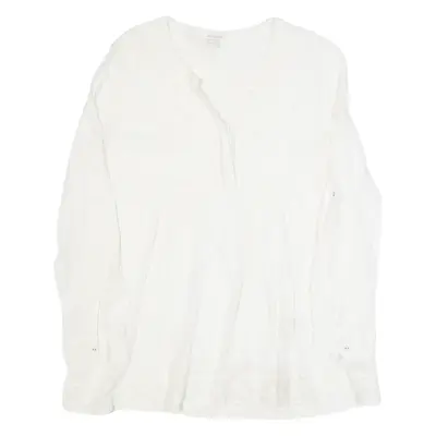 MONSOON Womens Blouse White V-Neck Long Sleeve Viscose UK 10