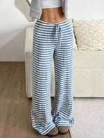 Women's Striped Print Tie Front Straight Leg Pants, Casual Comfy Loose Fit Trousers for Spring & Fall, Baggy Casual Lounge Pa...