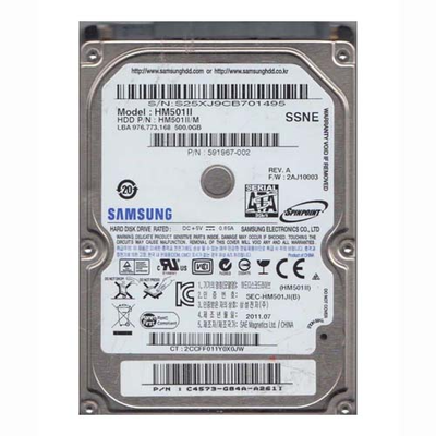 591967-002 HP 500GB 5400RPM SATA 3Gb/s 16MB Cache 2.5-inch Hard Drive