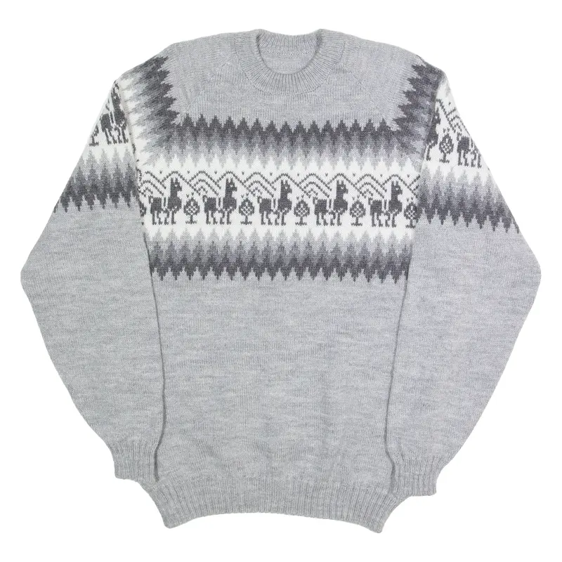 Womens Icelandic Jumper Grey Tight Knit M