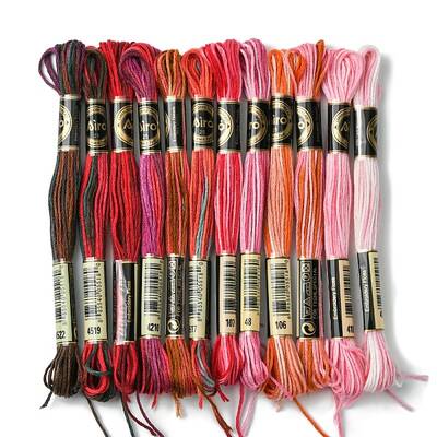 12 Skeins 12 Colors 6-Ply Polyester Embroidery Floss