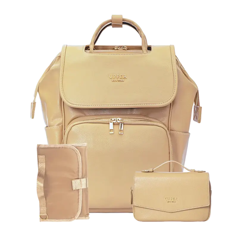 Leather Diaper Bag Backpack - La Madison™ II - Work & Play Commuter Backpack Gift Set (Limited Edition)