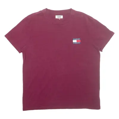 TOMMY HILFIGER Mens T-Shirt Maroon XL