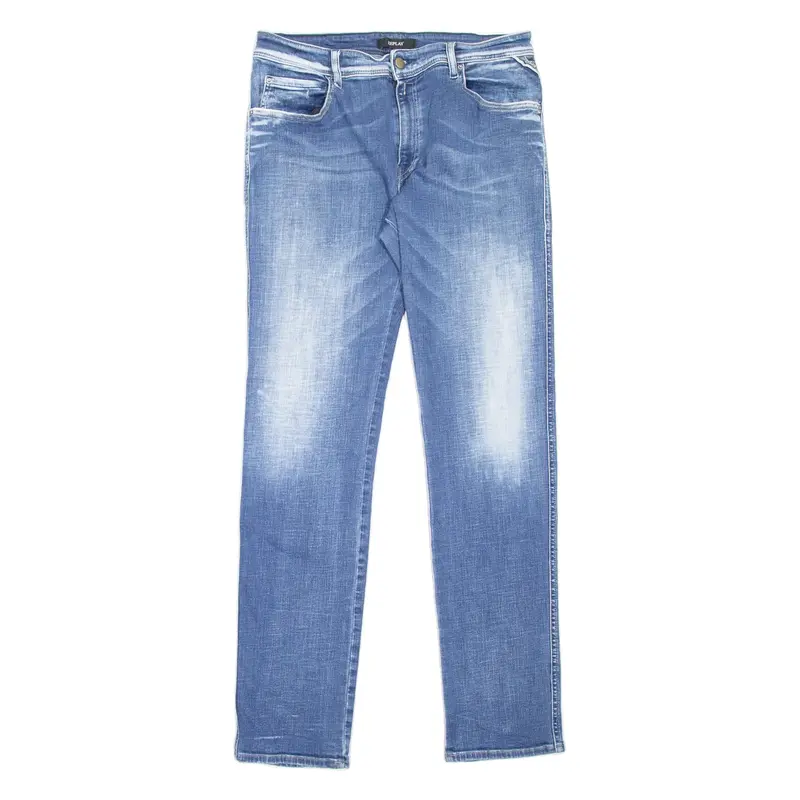 REPLAY Kelli Gray Womens Jeans Blue Slim Straight Stone Wash W30 L32