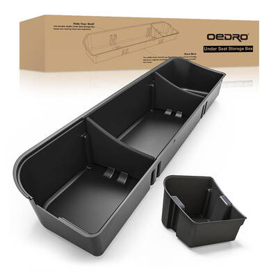 OEDRO Upgraded Under Seat Storage Box for 2015-2025 Ford F150 Super Crew Cab, 2 in 1 Design Black Organizers
