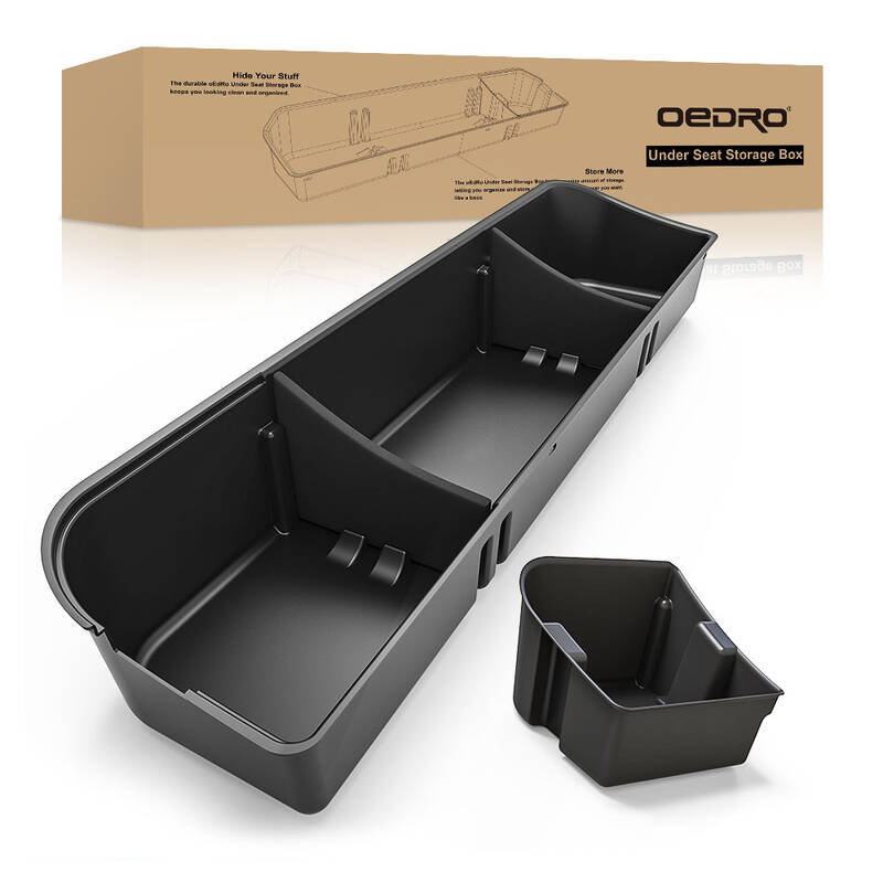 OEDRO Upgraded Under Seat Storage Box for 2015-2025 Ford F150 Super Crew Cab, 2 in 1 Design Black Organizers