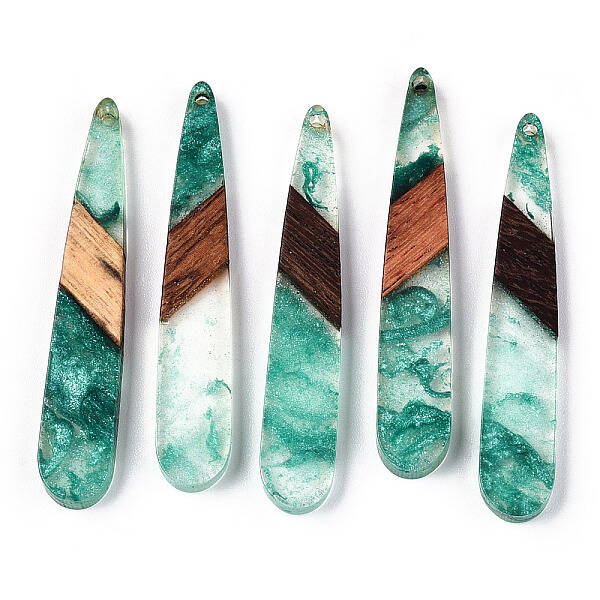 Transparent Resin & Walnut Wood Pendants