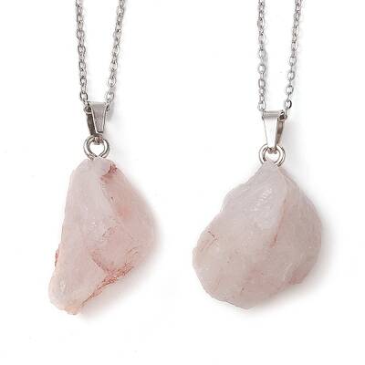 Rough Raw Natural Ferruginous Quartz Pendant Necklaces